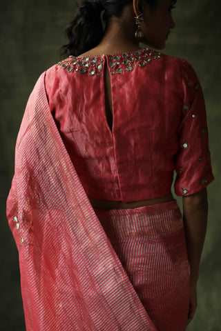 Begum Pret-Peach Gulnaaz Sari With Blouse-INDIASPOPUP.COM