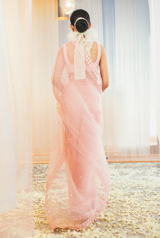 Madsam Tinzin-Crystal Rose Embroidered Saree Set-INDIASPOPUP.COM