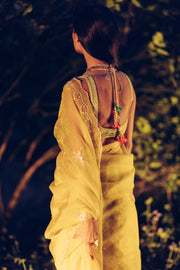 Madsam Tinzin-Olive Green Saree With Blouse-INDIASPOPUP.COM