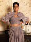 Niharika Kamani-Purple Cape & Bustier With Dhoti Skirt-INDIASPOPUP.COM