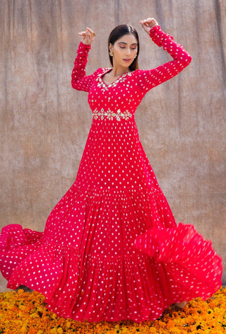 Silky Bindra-Rani Pink Anarkali With Dupatta-INDIASPOPUP.COM