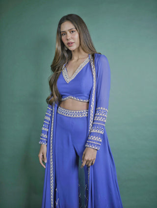 Ink Blue Sharara and Cape Set