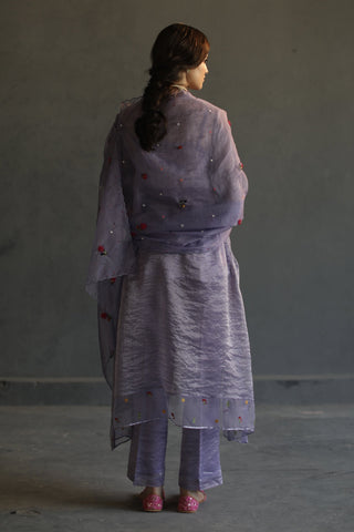 Begum Pret-Lilac A-Line Asymmetrical Kurta Set-INDIASPOPUP.COM