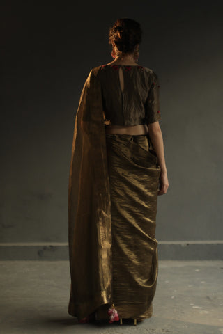 Begum Pret-Charcoal Grey Selina Saree With Blouse-INDIASPOPUP.COM