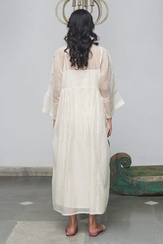 Begum Pret-White Spring Kurta Dress-INDIASPOPUP.COM