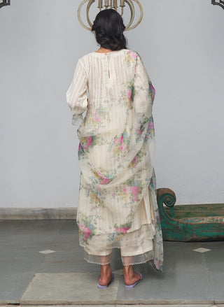 Begum Pret-White Canary Kurta Set-INDIASPOPUP.COM