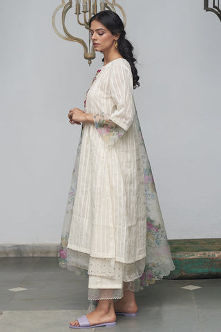 Begum Pret-White Canary Kurta Set-INDIASPOPUP.COM