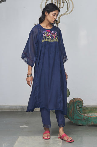 Begum Pret-Blue Florette Kurta With Pants-INDIASPOPUP.COM