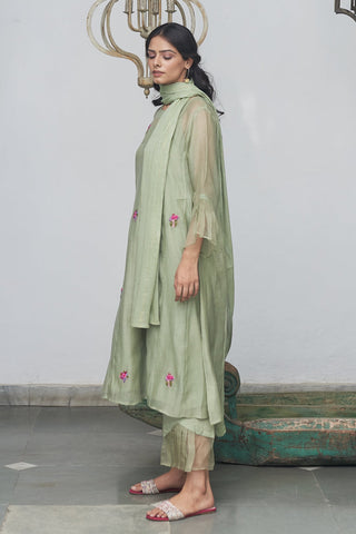 Begum Pret-Olive Green Noir Kurta Set-INDIASPOPUP.COM