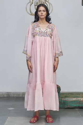 Begum Pret-Seashell Pink Tulip Dress-INDIASPOPUP.COM