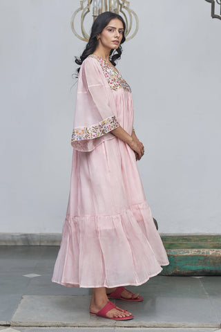 Begum Pret-Seashell Pink Tulip Dress-INDIASPOPUP.COM