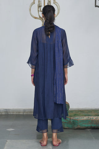 Begum Pret-Midnight Blue Noir Kurta Set-INDIASPOPUP.COM