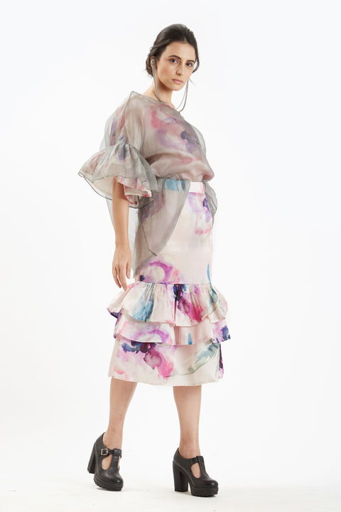 Nidhi Yasha-Multicolor Silk Organza Skirt Set-INDIASPOPUP.COM