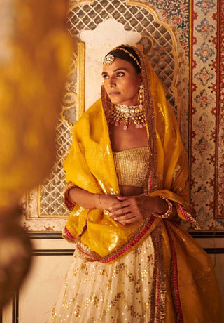 Itrh-Yellow Ombre Mukesh Embroidered Lehenga Set-INDIASPOPUP.COM