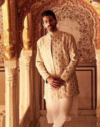 Itrh-Off-White Bandhgala Kurta Set-INDIASPOPUP.COM