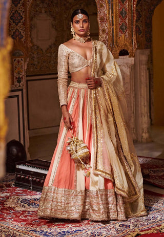 Itrh-Off-White And Pink Linen Lehenga Set-INDIASPOPUP.COM