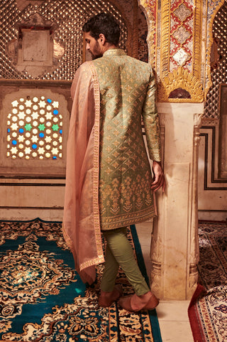 Itrh-Green Pink Gota Patti Sherwani Set-INDIASPOPUP.COM