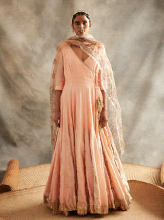 Itrh-Peach Angrakha With Chudiaar & Dupatta-INDIASPOPUP.COM