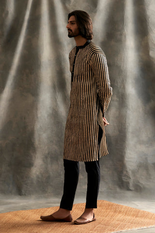 Black Linen Kurta With Pants