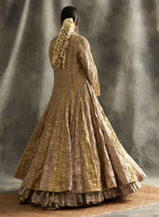 Gold Silver Jacket With Skirt and Blouse