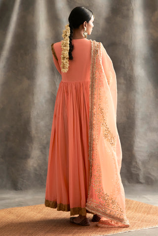 Peach Cotton Angrakha Set