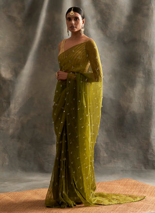 Olive Green Saree Set