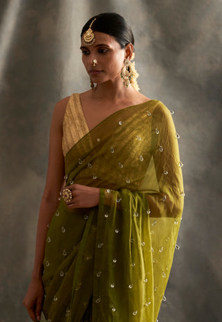 Olive Green Saree Set