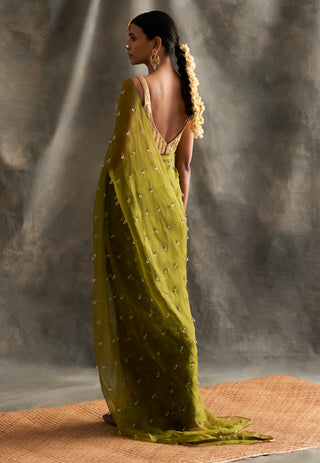 Olive Green Saree Set