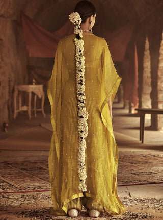 Itrh-Mustard Tisha Kaftan Set-INDIASPOPUP.COM