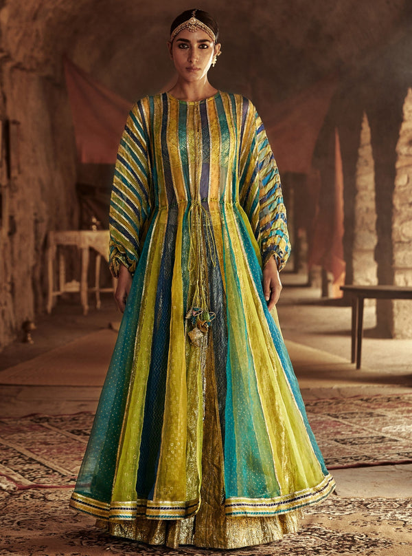 Itrh-Multicolour Mahi Kafta Jacket Skirt Set-INDIASPOPUP.COM