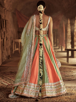 Itrh-Peach & Mint Raina Lehenga Set-INDIASPOPUP.COM