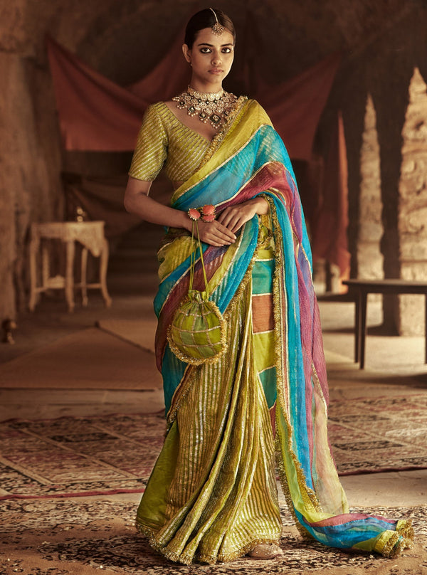 Itrh-Multicolour Jannat Saree Blouse Set-INDIASPOPUP.COM