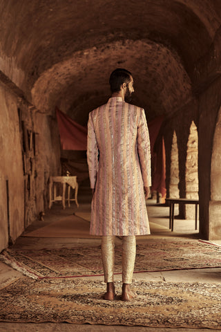 Itrh-Pink And Peach Sultan Sherwani Set-INDIASPOPUP.COM