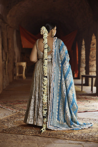 Silver & Turquoise Fiza Chaandi Lehenga Set