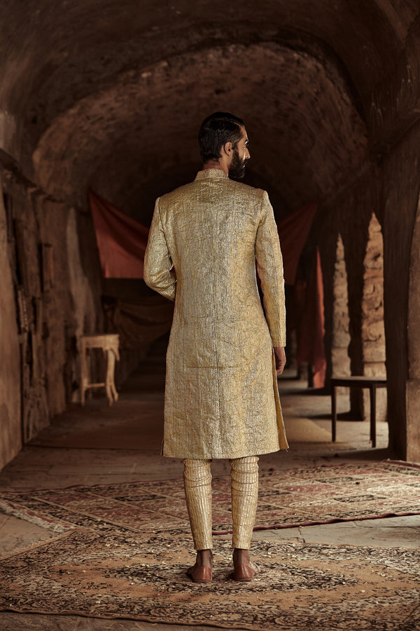 Itrh-Gold Akbar Sherwani Set-INDIASPOPUP.COM