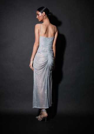 Itrh-Silver Penny Double Cowl Gown-INDIASPOPUP.COM