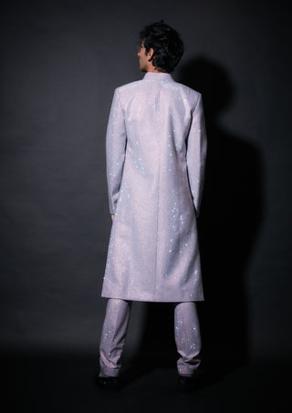 Itrh Men-Periwrinkle Embellished Sherwani And Pant Set-INDIASPOPUP.COM