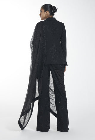 Itrh-Black Blazer With Pant And Dupatta-INDIASPOPUP.COM