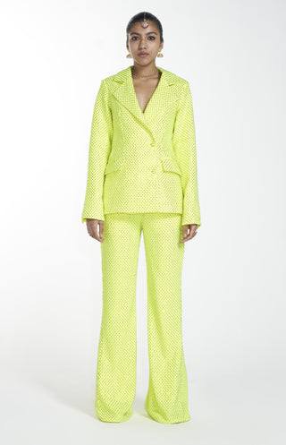 Itrh-Neon Green Swarosvki Blazer With Pant-INDIASPOPUP.COM