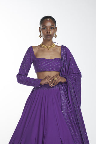 Itrh-Purple Crystal Lehenga And Blouse With Blazer-INDIASPOPUP.COM