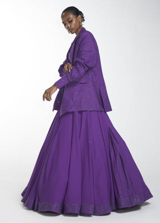 Itrh-Purple Crystal Lehenga And Blouse With Blazer-INDIASPOPUP.COM