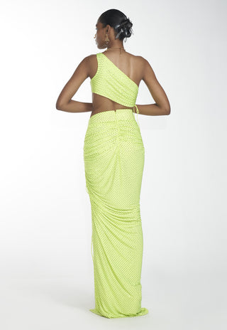 Itrh-Neon Green Blouse With Skirt-INDIASPOPUP.COM