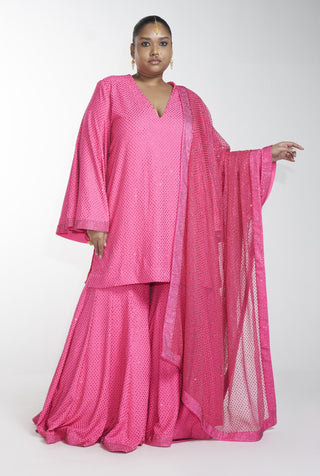 Itrh-Pink Crystal Kurta Sharara Set-INDIASPOPUP.COM