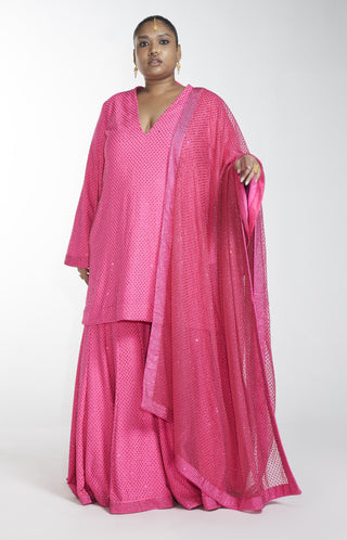 Itrh-Pink Crystal Kurta Sharara Set-INDIASPOPUP.COM