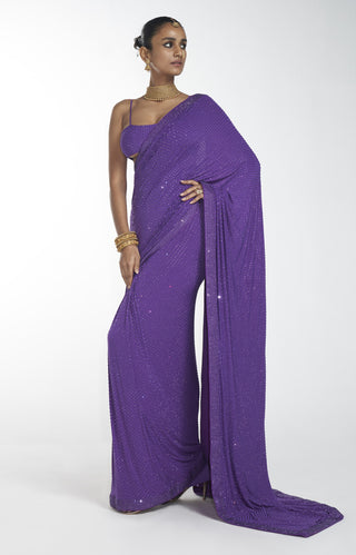 Itrh-Purple Saree With Blouse-INDIASPOPUP.COM