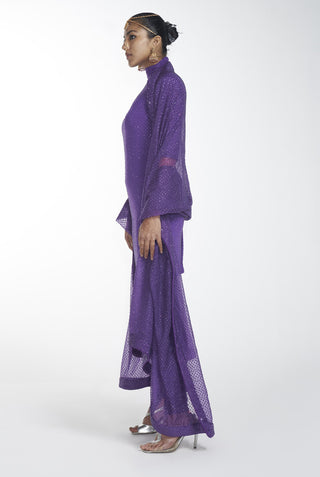 Itrh-Purple Crystal Kurta And Legging With Dupatta-INDIASPOPUP.COM