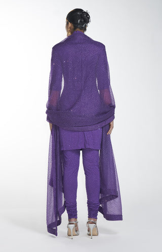 Itrh-Purple Crystal Kurta And Legging With Dupatta-INDIASPOPUP.COM