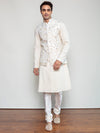 Arjun Kilachand-Ivory Floral Embroidered Bundi Set-INDIASPOPUP.COM