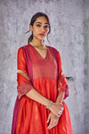 Shivani Bhargava-Red Uma Kurta & Pants With Dupatta-INDIASPOPUP.COM