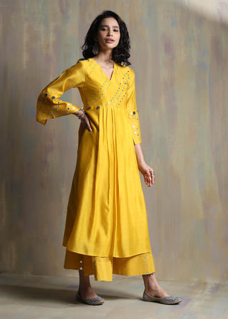 Charkhee-Sunflower Yellow Kurta Set-INDIASPOPUP.COM